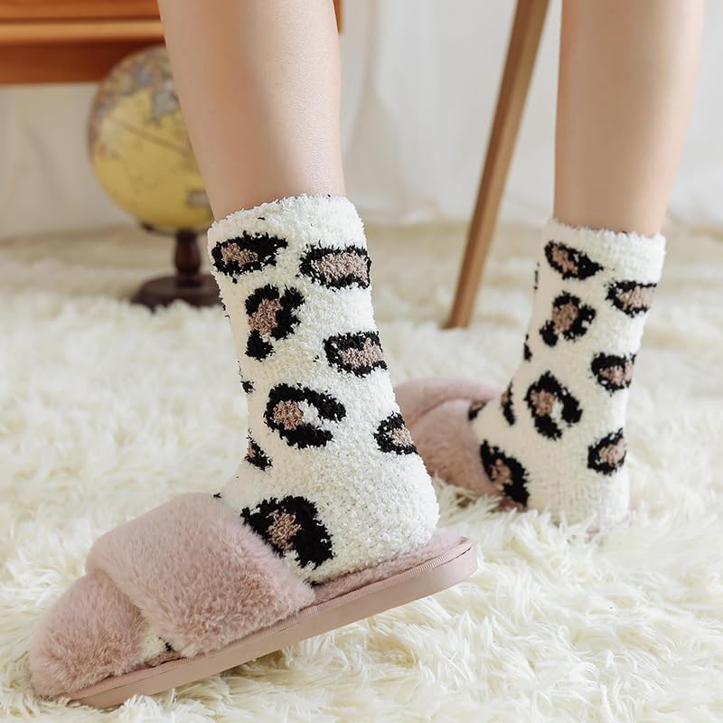 Image of Ginmewrae Fuzzy Socks for Women Cozy Soft Fluffy Slipper Socks Home Sleeping Warm Socks Stocking Stuffer Gift for Women
