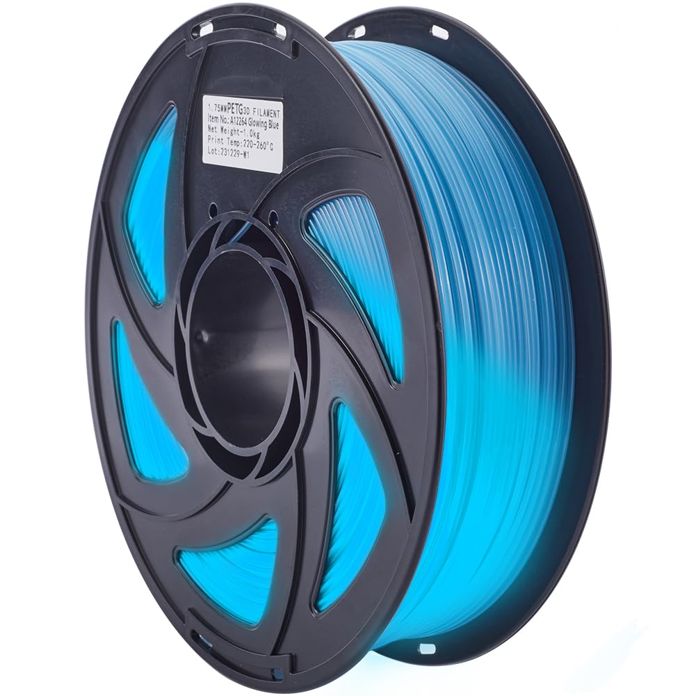 CREATCABINGlow in The Dark PETG Filament 1.75mm 3D Printer 1.0kg Dimensional Strength & High Temperature Fit Most 3D Printer Accuracy +/- 0.02mm Gift for 3D Printing Lover 360.8 Yard Blue