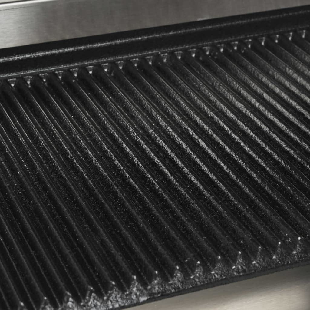 Panini - Griglia a contatto doppia scanalata, 3600 W, alloggiamento in acciaio inox, piastre in ghisa da 57 x 30,5 x 20 cm, per barbecue interni ed esterni