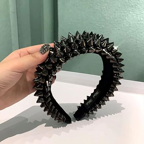 Miniatura 7 de 1 yarda Coser en Spike Stud Remache de espalda plana Punk Rock Trim Cinta de malla Artesanía (negro)
