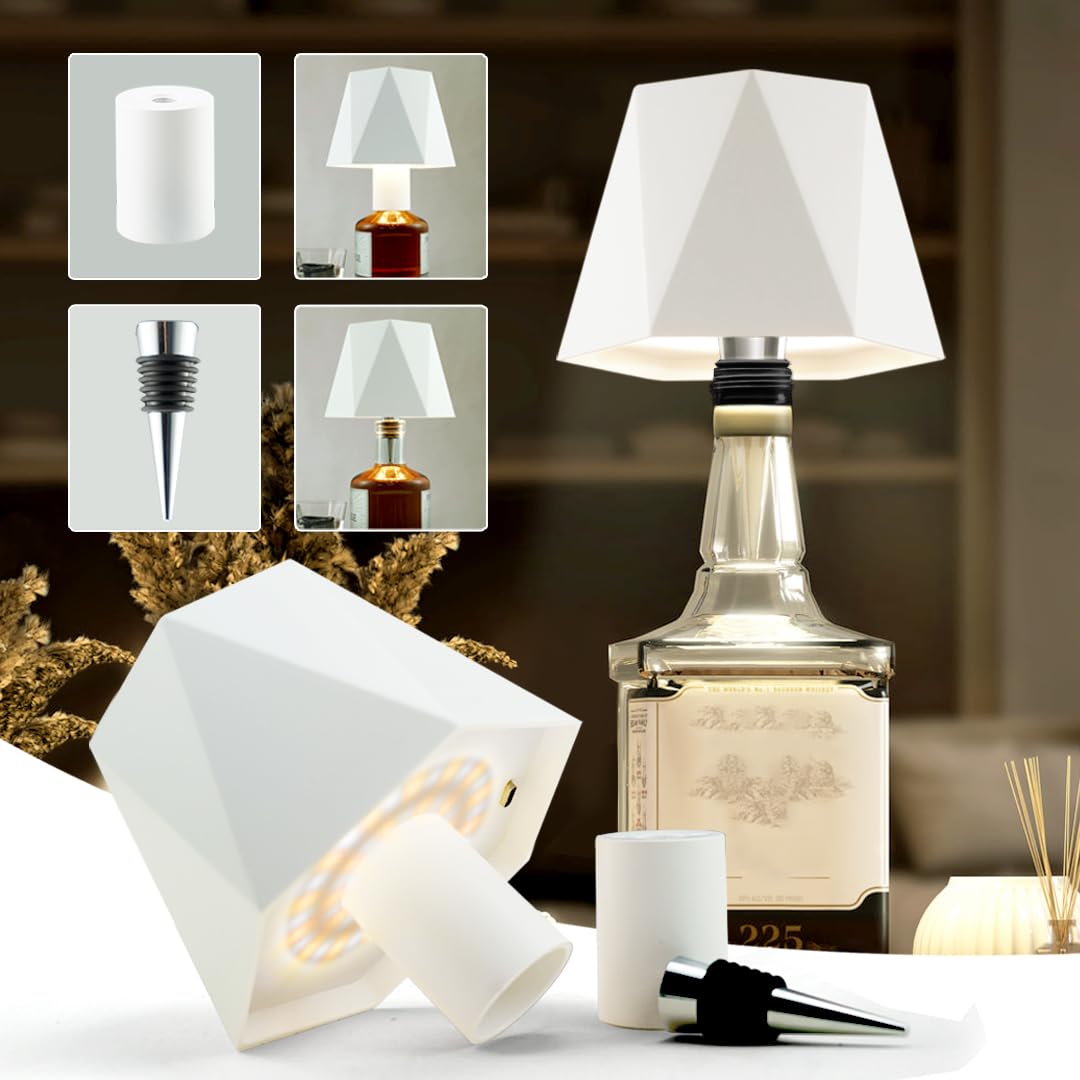 Vegawumen Akku Flaschenlampe Aufsatz Led Wiederaufladbar, Lampe für Flaschenhals Kabellose USB-Batterie, Flaschen-Lampe IP54 Wasserdicht, Lampenschirm für Flaschen Geeignet für Tisch, Party, Hotel