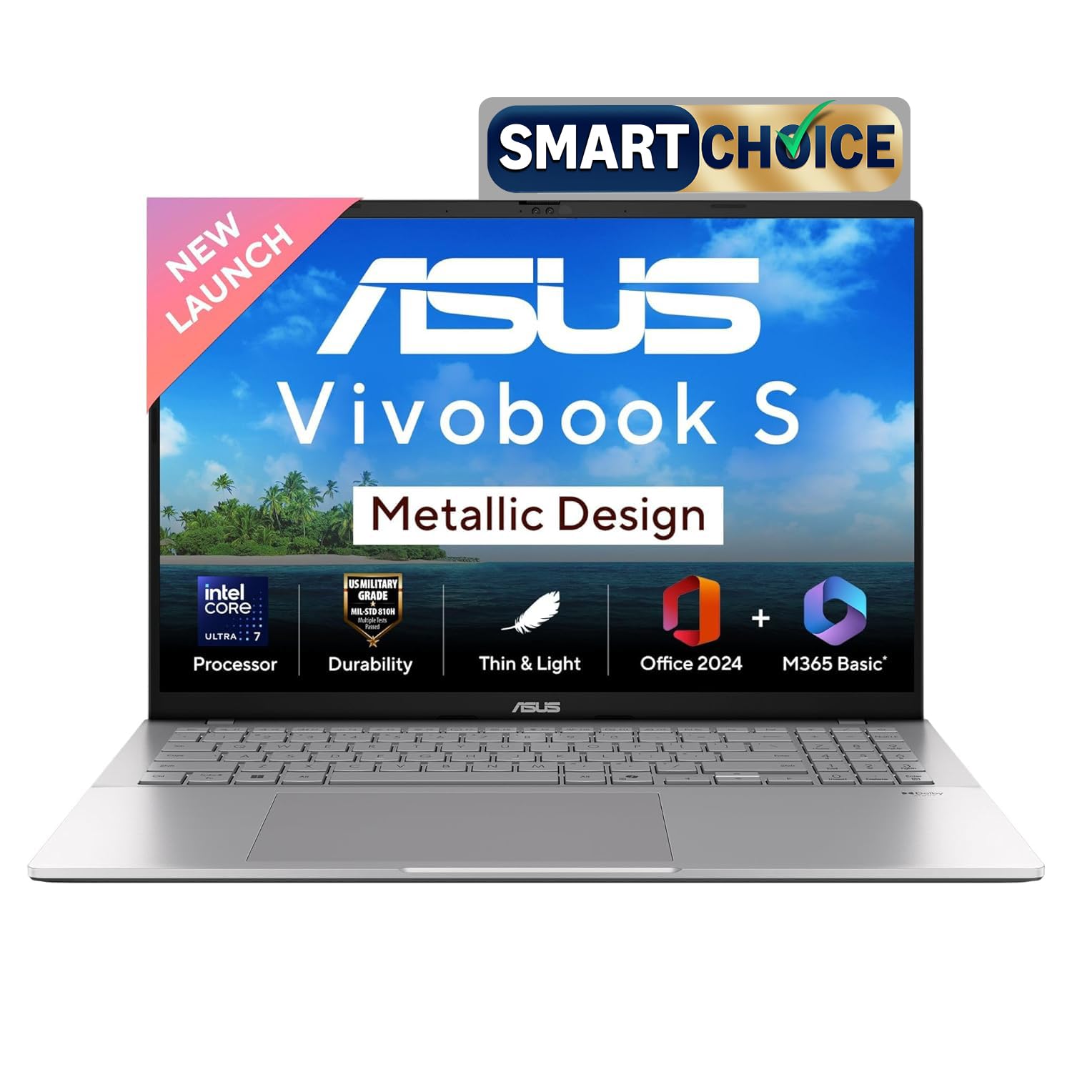 asus vivobook s16, intel core ultra 7 255h, thin & light laptop(intel arc igpu/16gb ram/512gb ssd/fhd+/16"/144hz/windows 11/m365 basic (1year)*/office home 2024/cool silver/1.7 kg) s3607ca-rp090ws