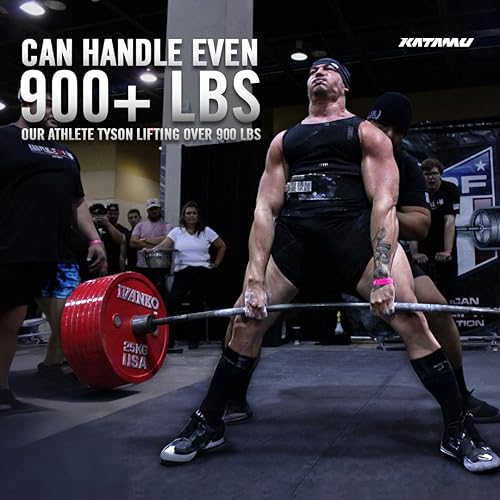 Miniatura 6 de Katamu Cinturón de cuero para levantamiento de pesas de 0.512 in, color rojo, tamaño grande, para levantamiento de pesas, levantamiento de pesas y