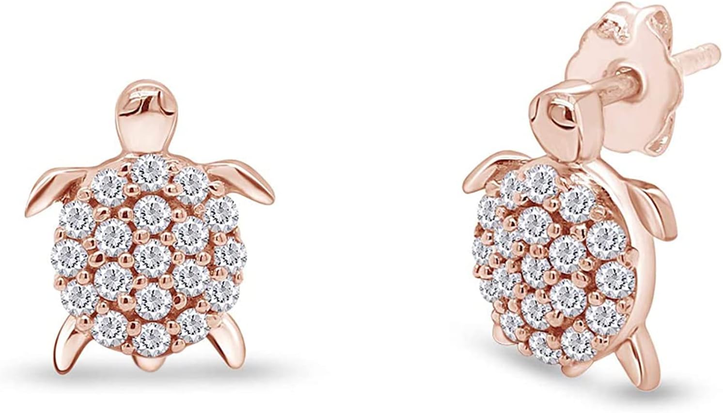 Animal, Bird & Insect Stud Earrings for Women – 14K Gold Over Sterling Silver With Round Sparkling Cubic Zirconia, Push Back Cute Everyday Jewelry Gift for Her