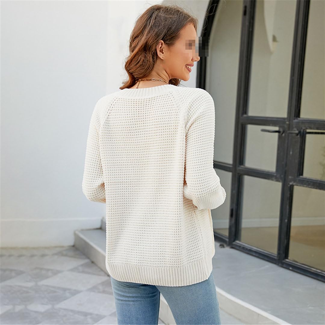 Vogrtcc Cardigan da Donna Maglione O-Collo Cerniera Giacca Casual Cardigan Larghi Maglieria