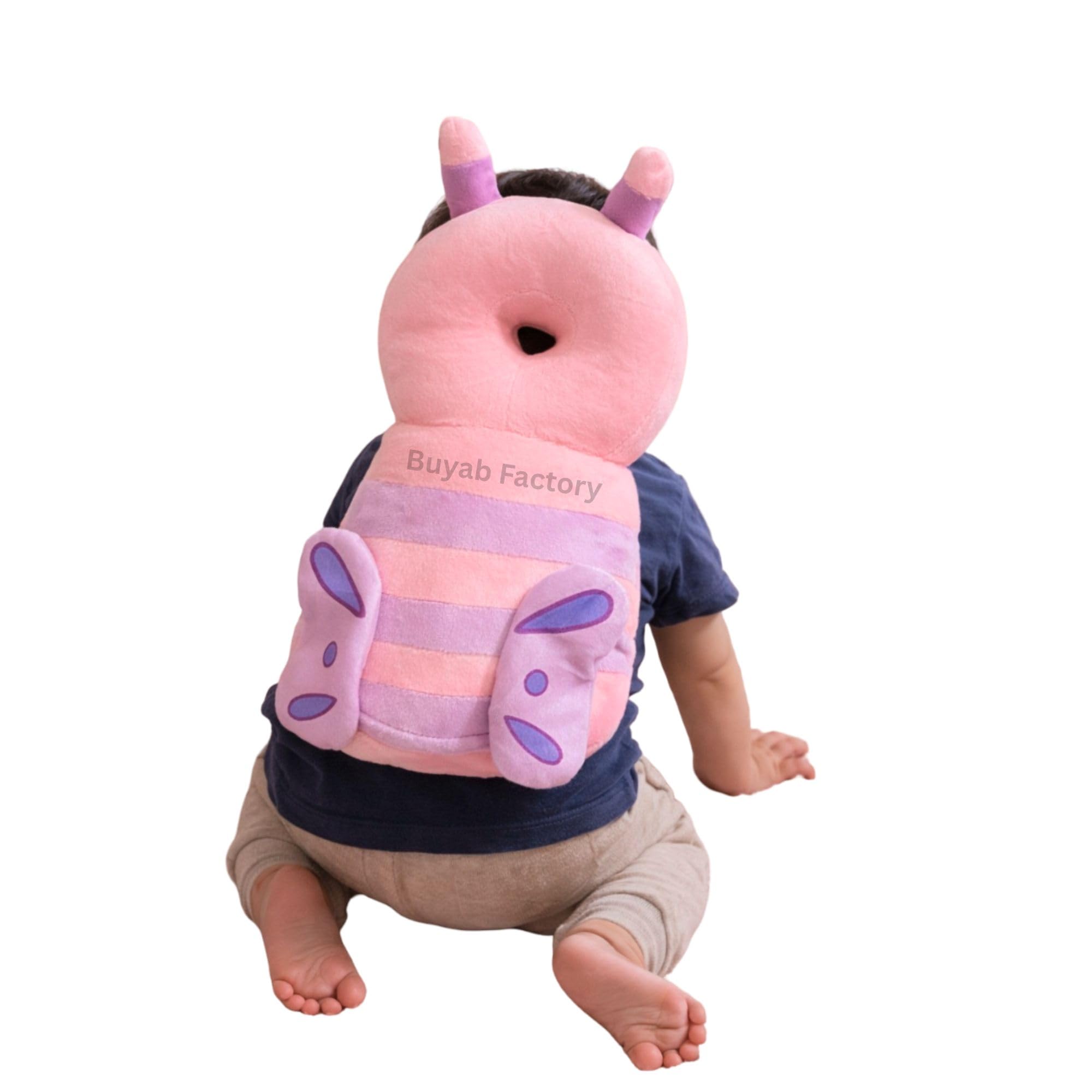 Laurant Baby Head Protector Safety Backpack with Butterfly Design, Pink, for Crawling and Walking Babies