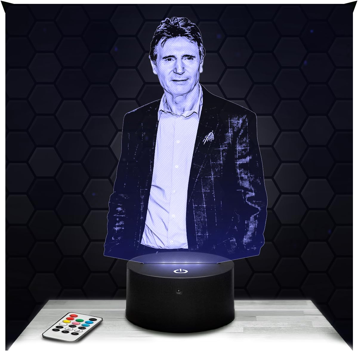 Lampephoto.fr - 3D Lamp Liam Neeson Actor, Touch LED Night Light, 3D Hologram Effect, Christmas Birthday Gift Idea for Men and Women, Bedroom Decoration Object