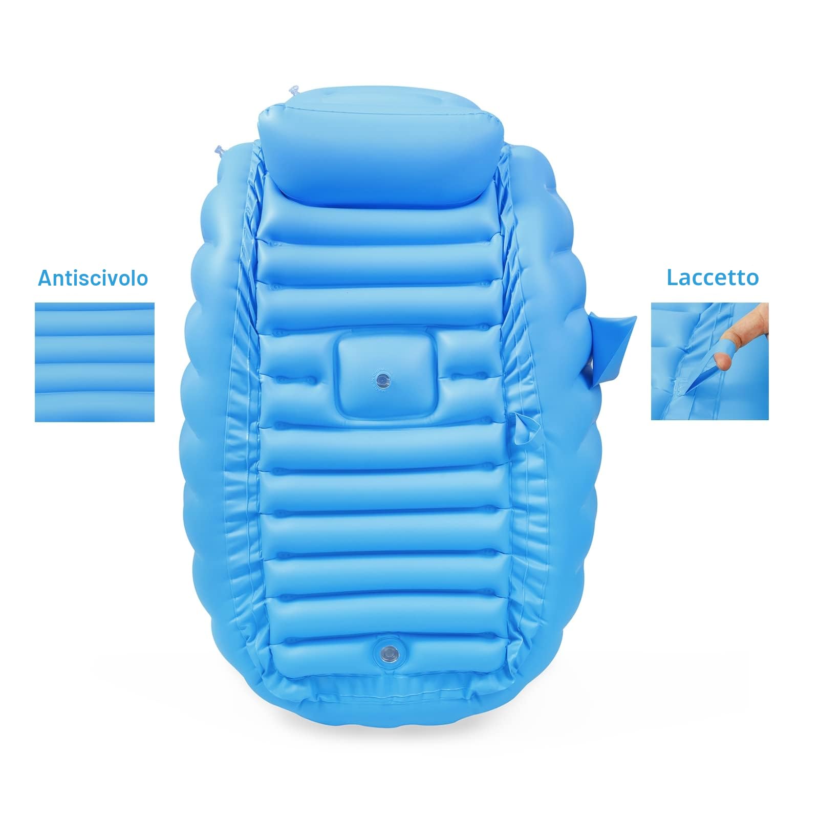PandaEar Vasca da bagno gonfiabile per bambini, vasca da bagno portatile da viaggio per neonati con pompa ad aria, vasca da bagno pieghevole antiscivolo mini piscina per neonati (blu)