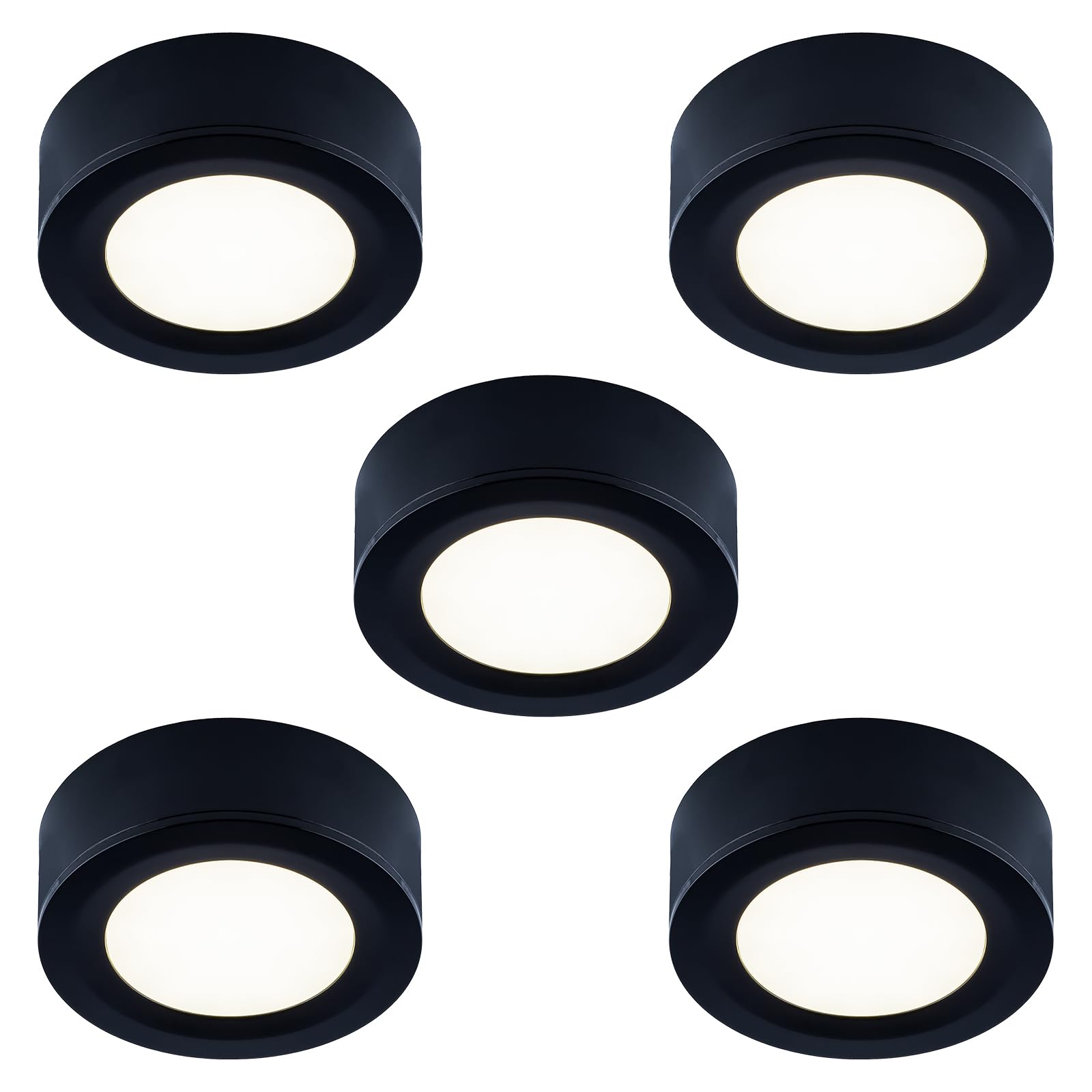 LUMILAND Luci LED con cavo (6,9 cm di larghezza x 12,7 cm) per armadio da cucina, 3000 K, colore: Nero