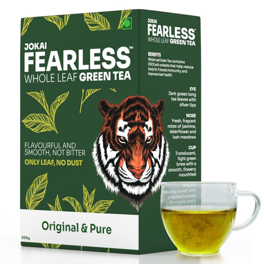 Fearless Green Tea Original & Pure | 200g | Natural Loose Leaves | Non Bitter Assam Tea | Silver Tips For Faster Weight Loss | Exported Worldwide, Now In India | Single Estate Jokai | Makes 120+ cups