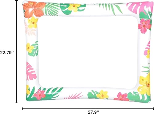 Miniatura 10 de PRETYZOOM Decoración de verano para fiesta hawaiana inflable para cabina de fotos hawaiana, marco de fotografía inflable para fiesta en la playa,