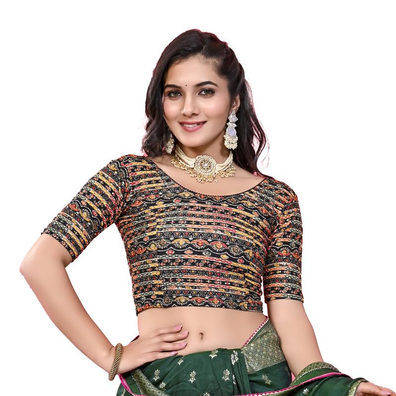 Image of Colorful Street Cotton Stretchable Round Neck Printed Blouse