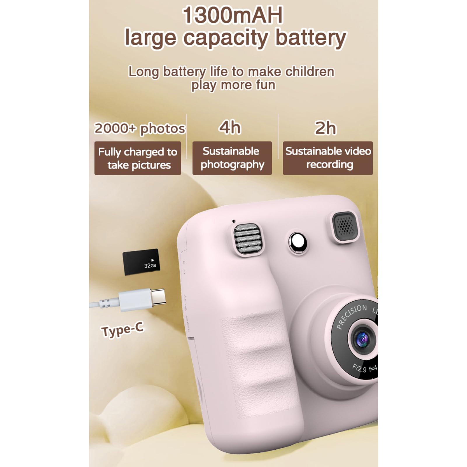 Garsent Kamera Instancyjna dla Dzieci, Aparat Cyfrowy 30MP z Ekranem HD 2.4 ", Drukowanie Jednego Kliknięcia, ładowna Drukarka Termiczna 200dpi z Naklejkami z Zabawy, 2 Papierowe Bułki, (PINK)