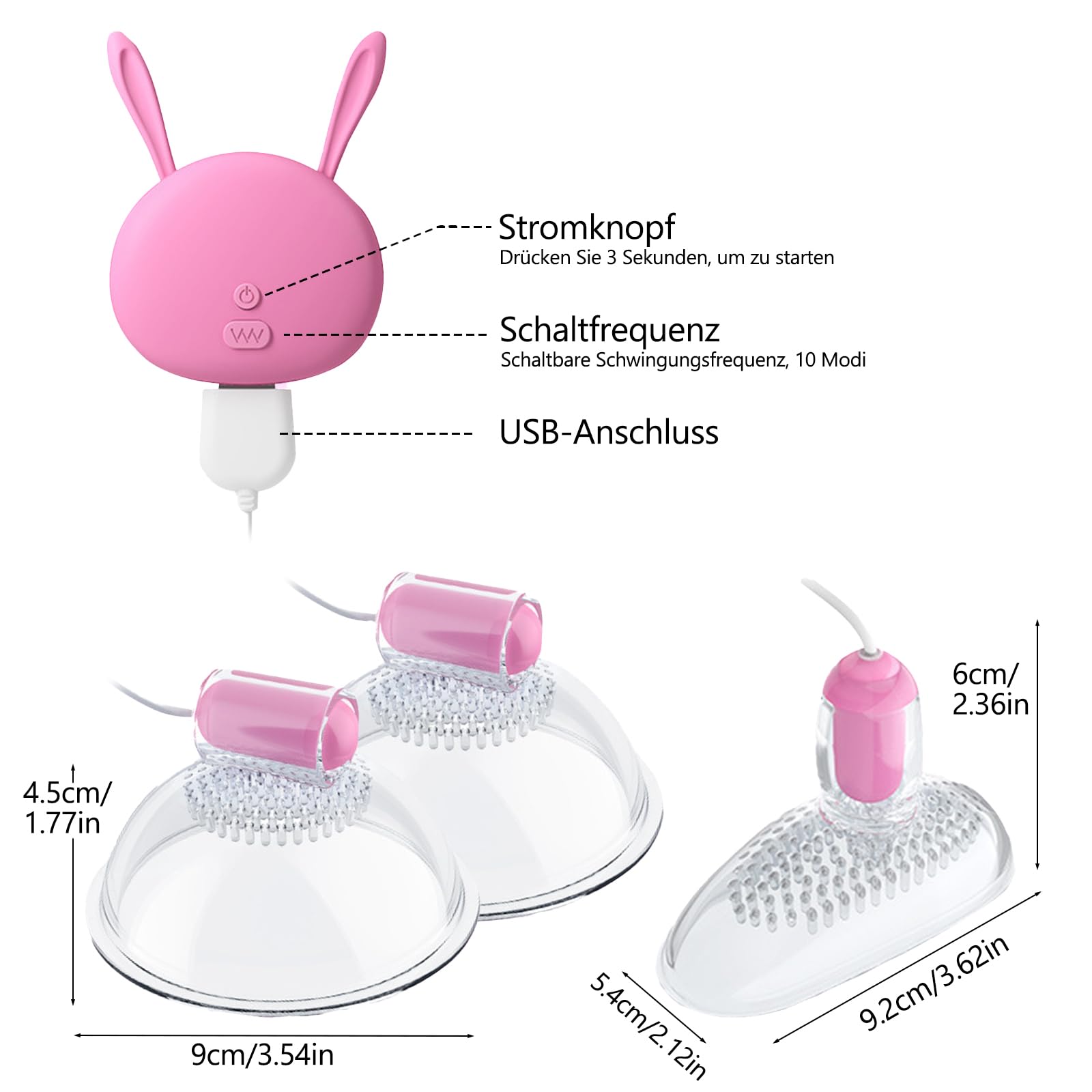 BDSMYEE Vibrateur Pour Mamelons, Masseurs de mamelons et de vagin 2 in 1, Sex toys Vagin Clitoris Ventouse, 10 modes de vibration, Ventouse de mamelon