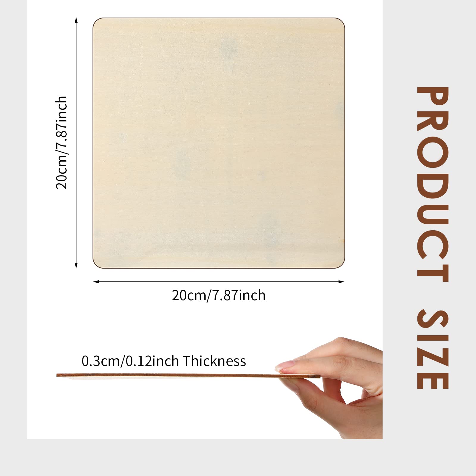 24 Stück 1/8 Zoll Balsaholzplatten zum Basteln, 3 mm dick, Bastelholz, unlackiertes Sperrholz, dünne Holzplatten zum Zeichnen, Malen, Gravur, Laserschneiden, Brennen DIY Handwerk (20,3 x 20,3 cm)