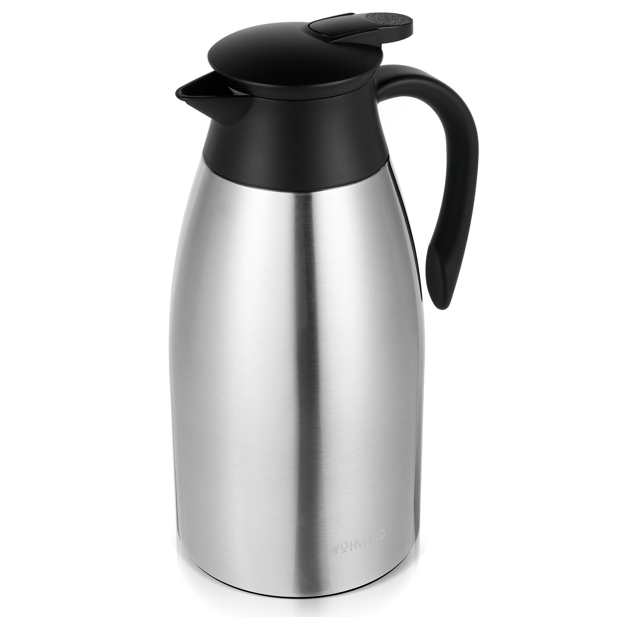 Jarra Térmica 2 Litros para Café, de Acero Inoxidable con Aislamiento al Vacío de Doble Pared, Jarra Grande para Té, Agua y Bebidas Calientes o Frías, Plata