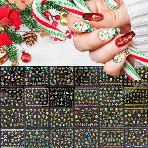 Christmas Nail Art Stickers 3D Metallic Gold - Save 50% - Image 5