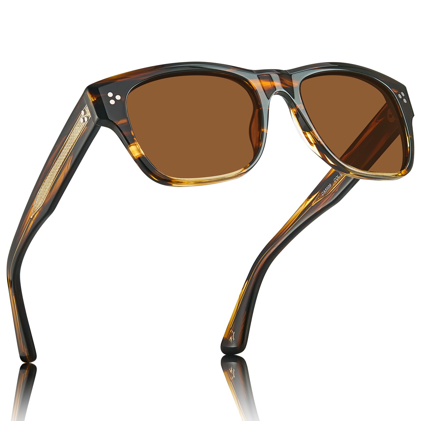 CARFIA Retro Men's Sunglasses Womens Polarized Thick Acetate Frame, Durable Metal hinge, Premium Three-point rivets Glasses