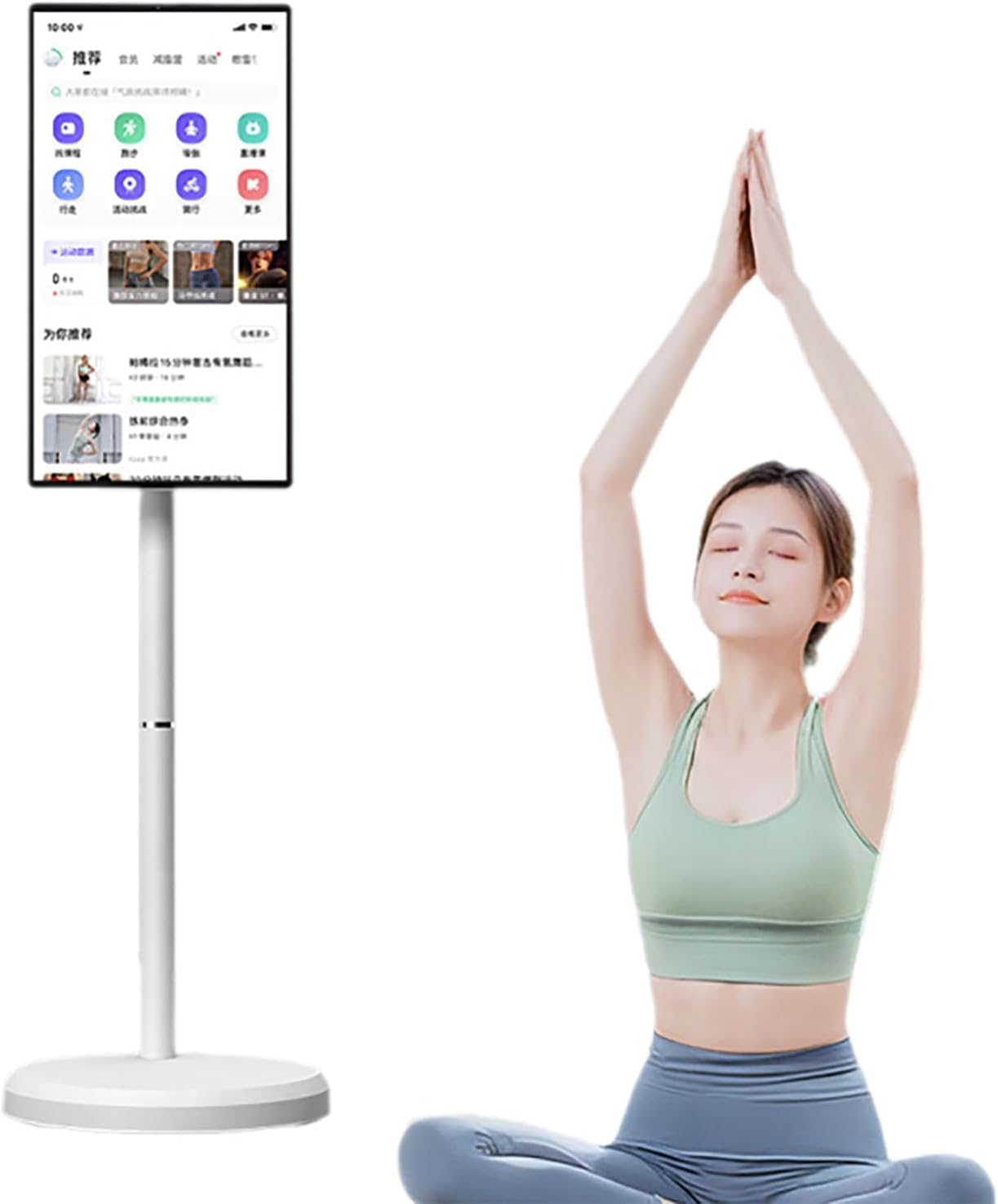 Portable Mobile TV with Rechargeable Battery, 21.5 Inch 1080P Portable Smart Monitor, Rotatable Touchscreen TV, Compact Travel TV, 6G RAM +128G Storage, Android 15 White