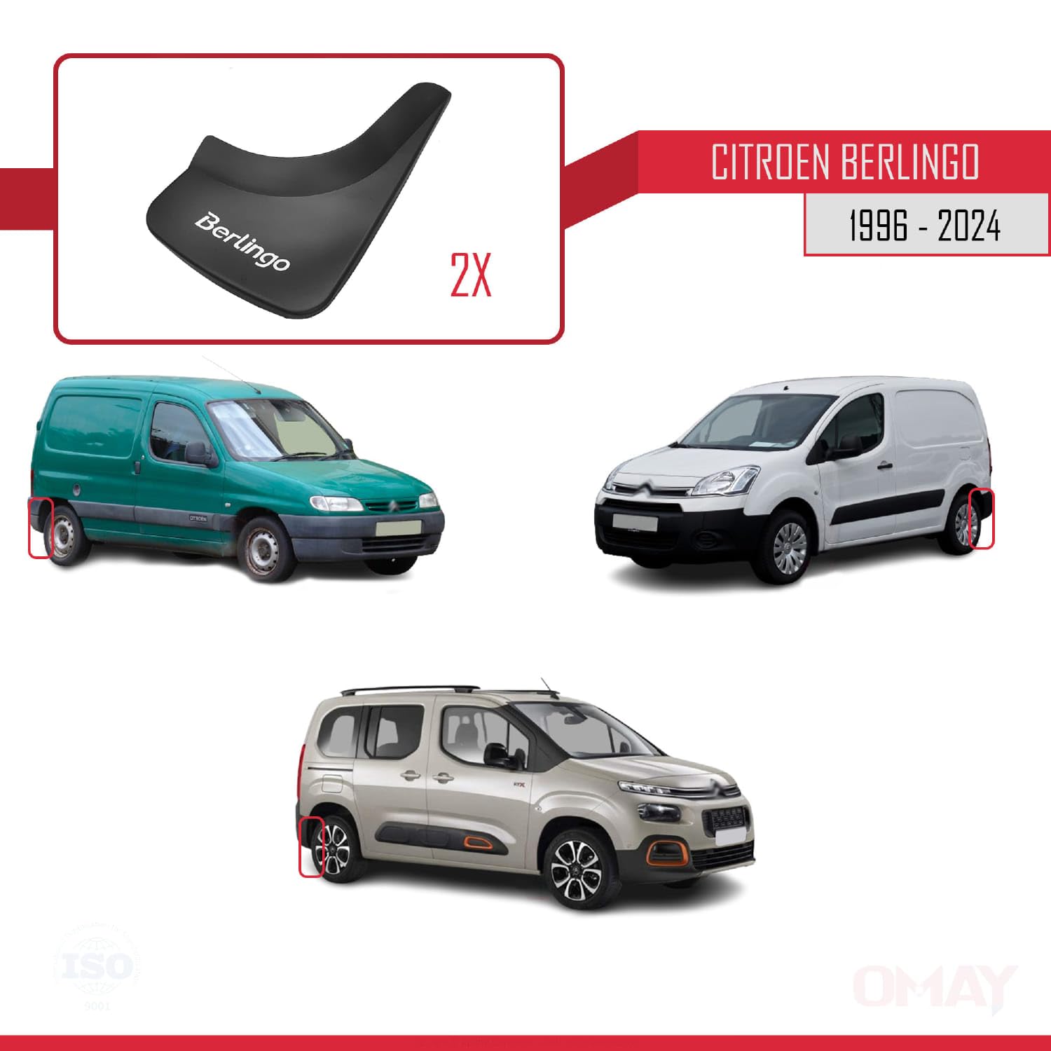 RE&AR Tuning 4-częściowy zestaw kompatybilny z Citroen Berlingo 1996-2024 przód + tył, zestaw 4-częściowy