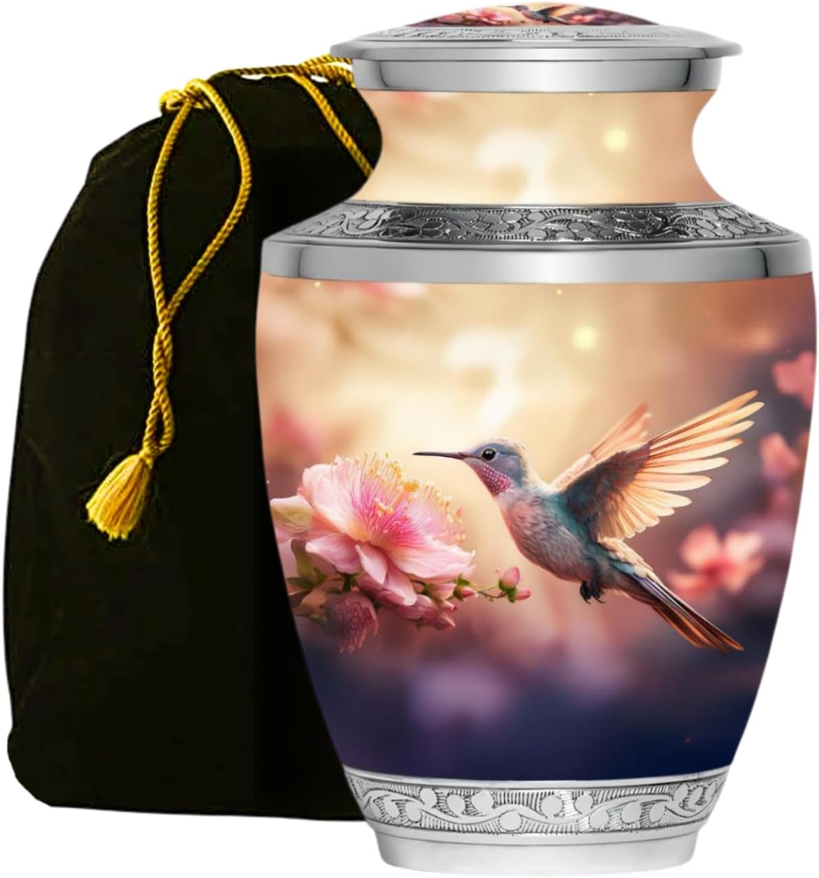 Cremation Urn for Ashes - Hummingbird - Adult Cremation, Burial Urns, Funeral Urns, Decorative Urns for Female - Handcrafted Urn for Ashes for Women (Pink, Adult - Standard)