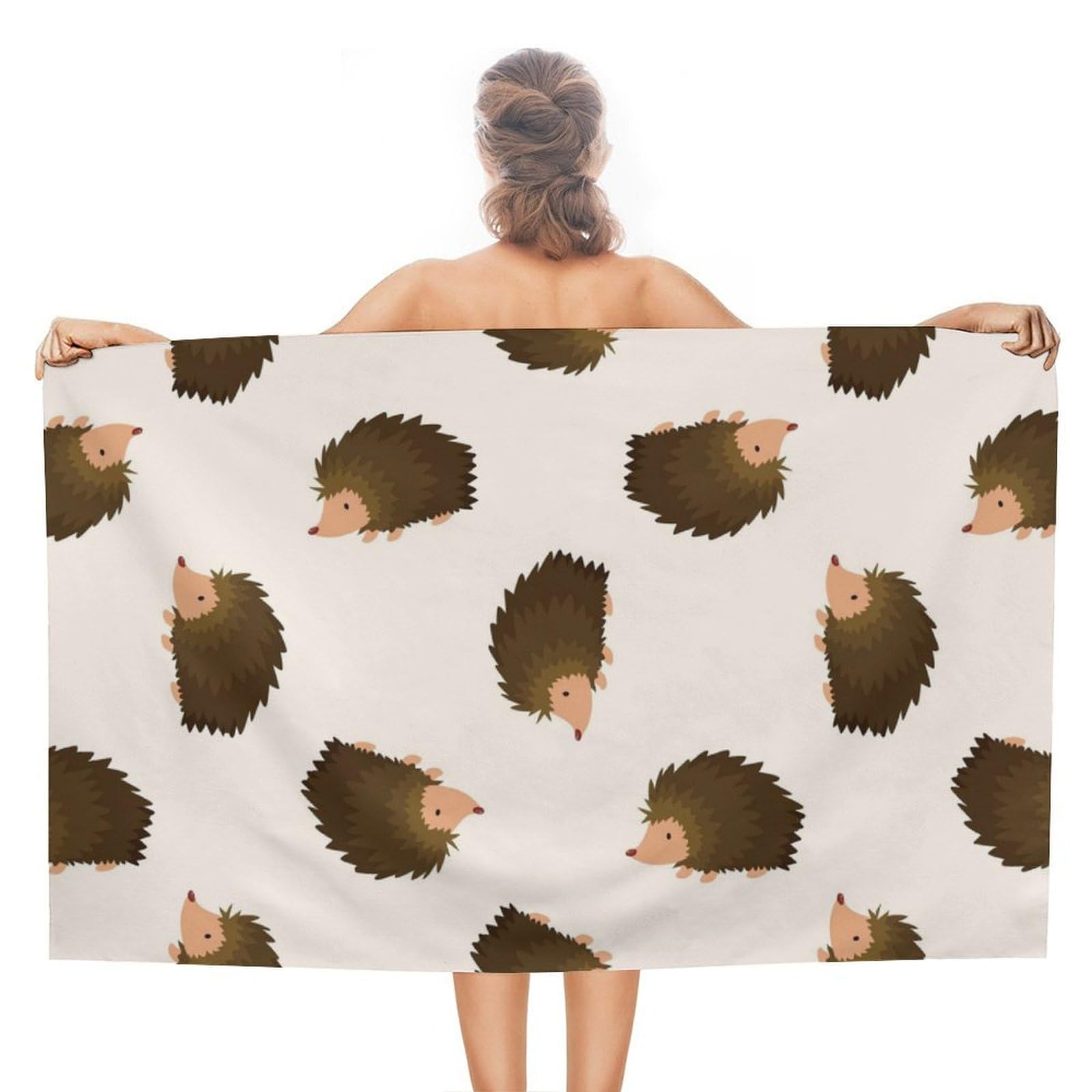 LWORZIIB Beach Towel, Cute Hedgehog Bath Towel, Absorbent Towel for Swimming, Sports, Travel