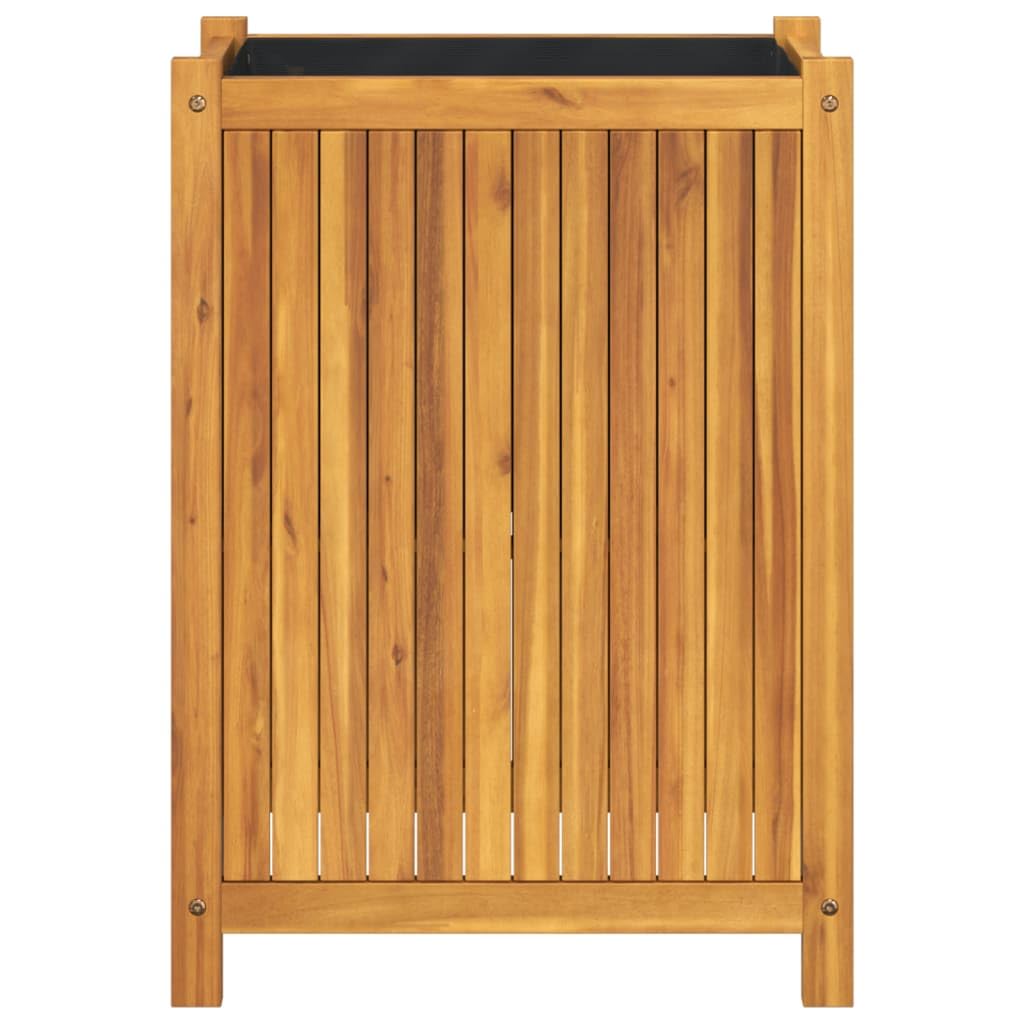 vidaXL Jardinière avec Doublure, Lit Surélevé, Bac à Fleurs, Pot de Plantes, Boîte à Fleurs Jardin Patio Terrasse, 54x31x75 cm Bois Massif d'Acacia