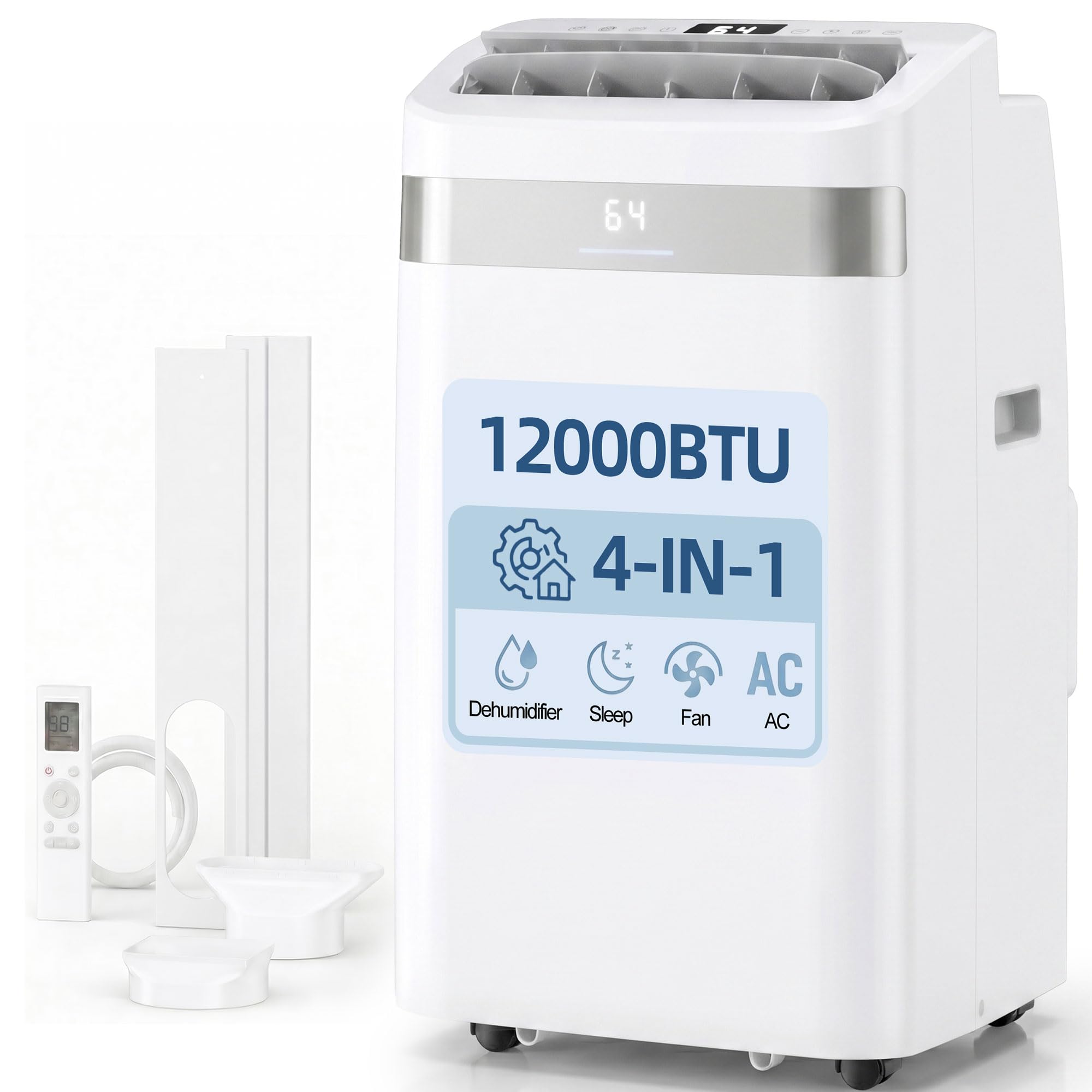 UTHFY 12,000 BTU Portable Air Conditioners, 4-In-1 Portable AC Unit With Dehumidifier/Cool/Fan/Sleep Modes, Cools Up To 550 Sq.Ft, 24H Timer, Remote & Window Kits, Air Conditioner For Bedroom
