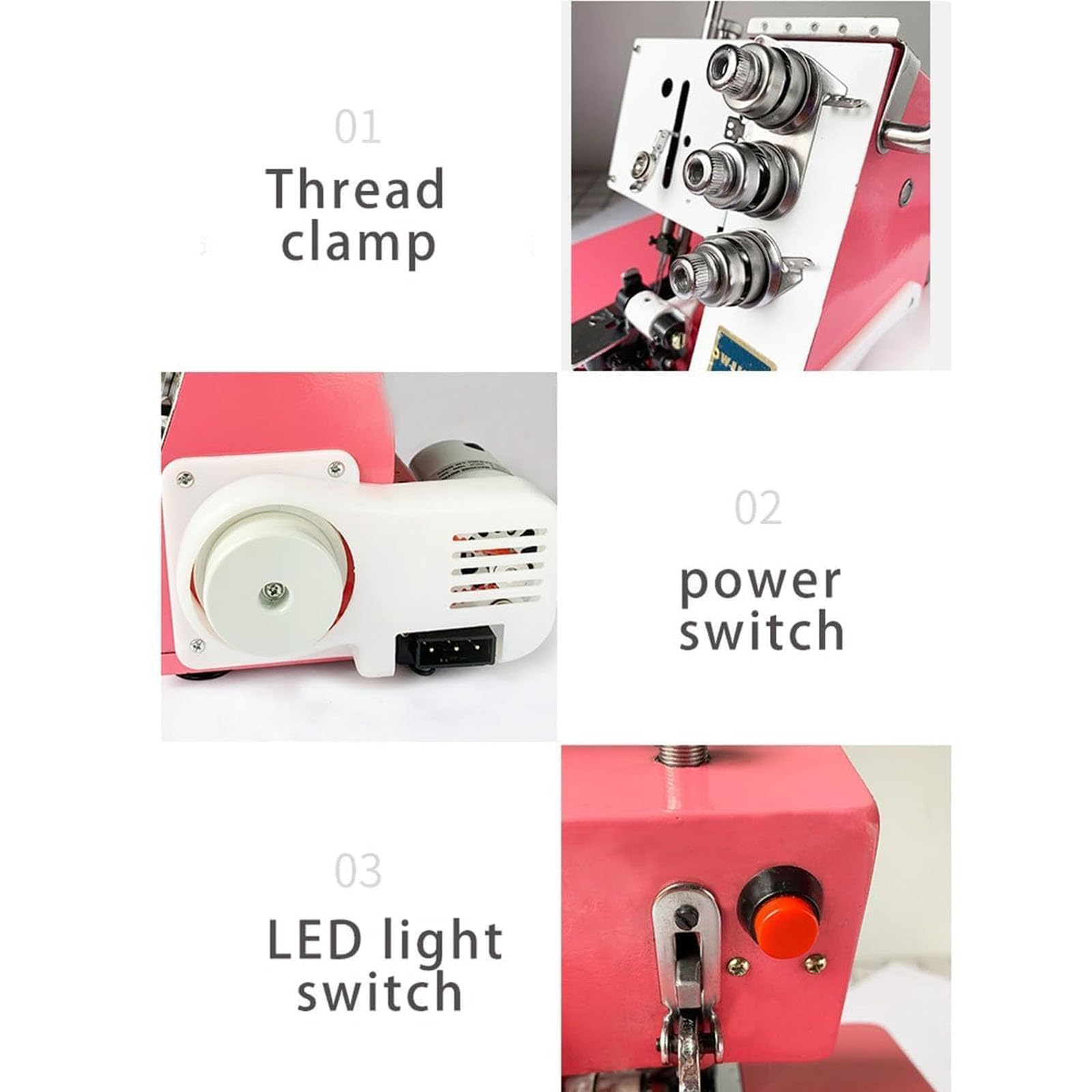 Máquina Overlock Heavy-duty, Máquina De Coser Eléctrica De 1200 Rpm Con Soporte Para 4 Conos Y Luz Led, Grosor Máximo De Costura De 3,5 Mm, Ancho De Overlock De 4 Mm/5 Mm, Para El Remate De Bordes De