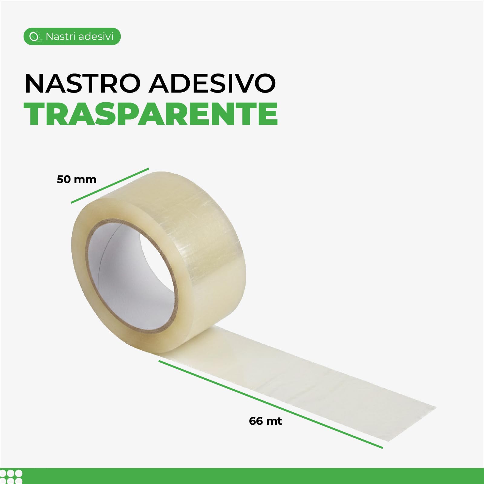 Nastro Adesivo Trasparente in PPL 28my 50 mm x 66 m - Imballaggio e Chiusura Cartoni, Adesione Duratura per Spedizioni, Magazzino e Traslochi, 36 Rotoli