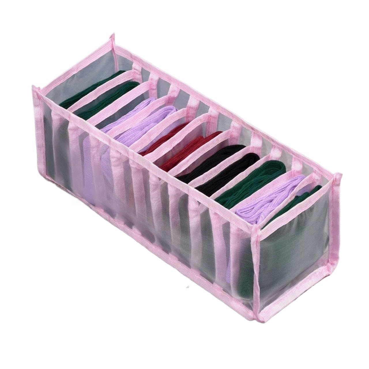 Sunrrafck Pink 1Pc Foldable Underwear Drawer Organizers Storage Dividers Closet Organizer Box For Clothes Bras Scarves Ties Socks(,11Grid)