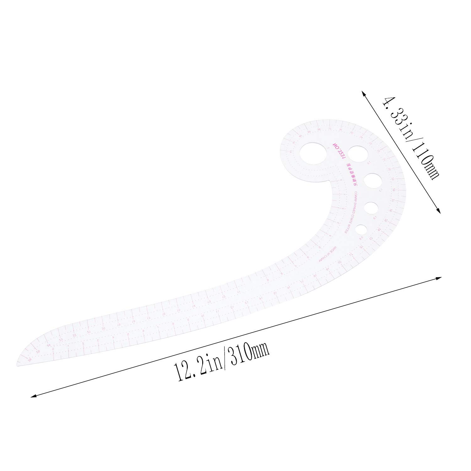 Set Di 2 Righelli Curva Francese Da Sarta: 32 Cm, Per Modellismo E Cucito Creativo
