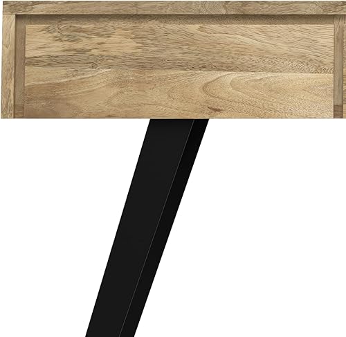 Miniatura 123 de SIMPLIHOME Lowry - Mesa auxiliar cuadrada de madera de acacia maciza y metal, de 22 pulgadas de ancho, moderna, industrial en marrón envejecido café