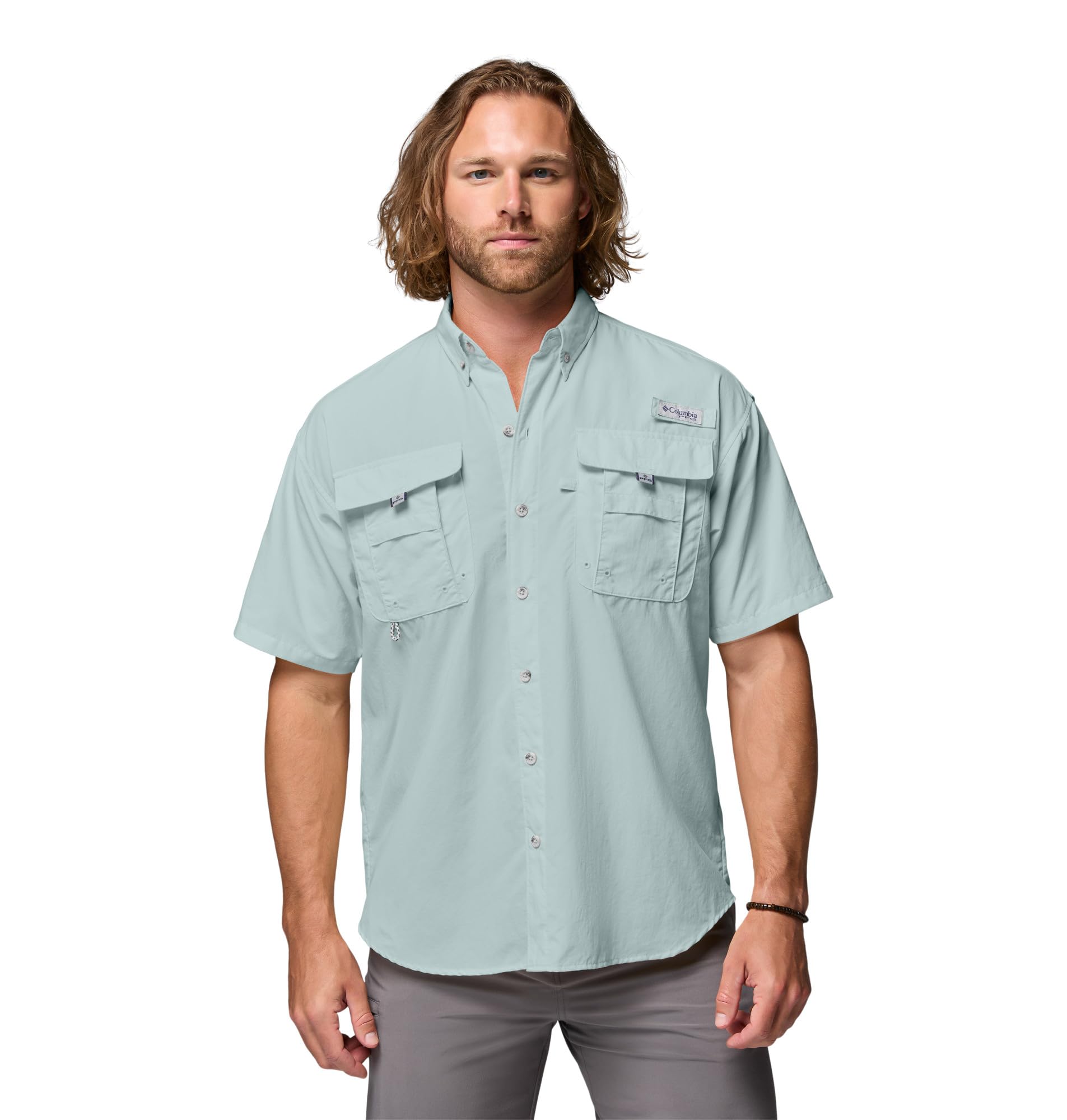 Columbia Men's PFG Bahama II Short Sleeve Shirt, Crushed Blue, XL