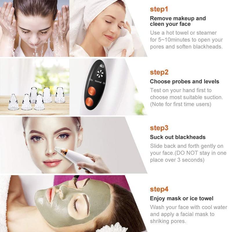 Image of Revin Enterprise Rechargeable 6 in 1 Multi-Functional Cleaning Blackhead Whitehead Extractor Remover Device Acne Pimple Pore Cleaner Vacuum Suction Tool for Men and Women. (Derma Suction 6 in 1-1)