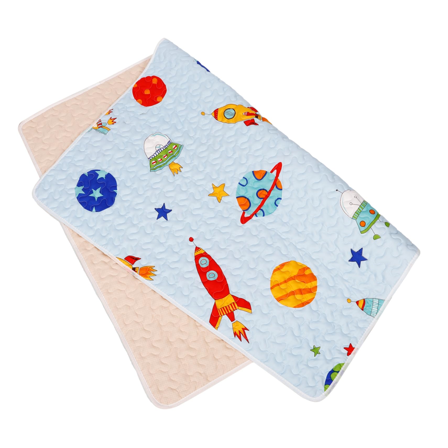 BESTonZON Play Mat Under Play Mat for Babies 100x130cm Blue Soft Cotton Mat Safety Edge