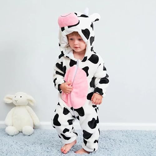 Miniatura 82 de Disfraz de bebé de Halloween para niños pequeños, rómper, mameluco para niños o niñas, ropa de animales, de 2 a 36 meses Pink Dinosaur