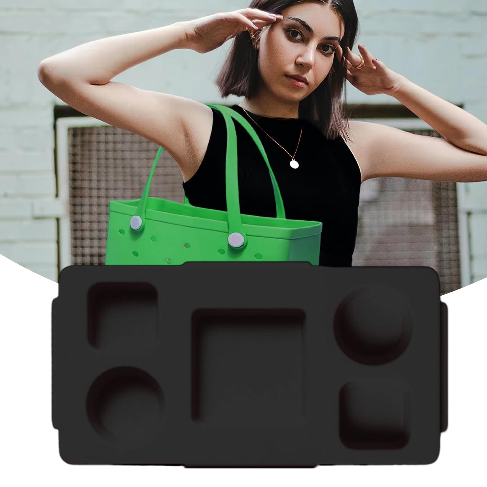 Organizador para Bolsa de Playa Bandeja para Bocadillos con Portavasos para | Organizador Con Ajuste Y Soporte Para Móvil Para Aventuras Familiares Al Aire Libre