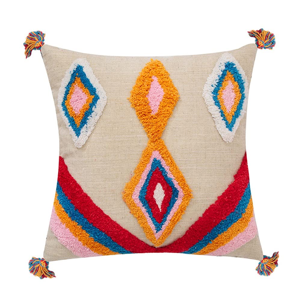 Housse de coussin géométrique à pompons 45x45 cm Style C pour canapé et salon