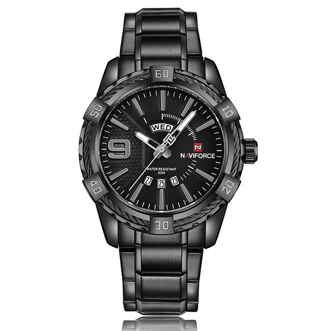 Naviforce Mens Business Casual Date And Day Display Quartz Clock Military Sports Stainless Steel Waterproof Analogue Wristwatch ( Black ) (B08NT4TNFK) Amazon Price History, Amazon Price Tracker