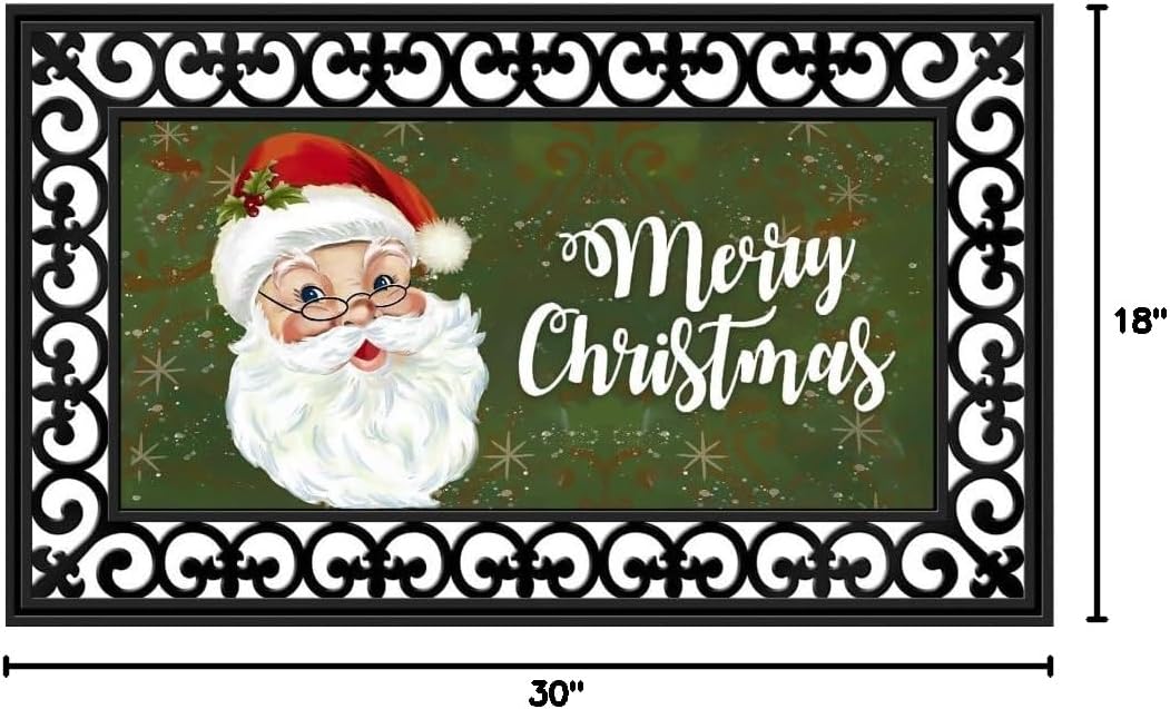 Evergreen Flag Seasonal Sassafras Interchangeable Mat and Tray, Merry Santa