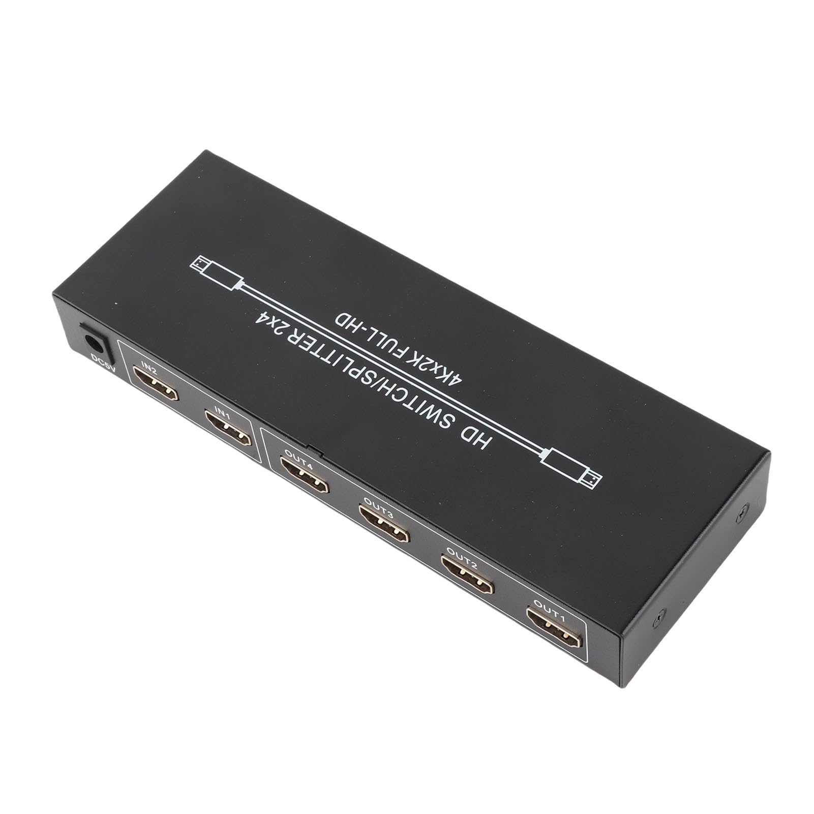 Splitter HDMI 2 in 4 Uscite, Switcher 4K HD con Telecomando, Alta Risoluzione 3840 X 2160, per Laptop, Console di Gioco, Monitor, TV e Proiettori (Spina europea)