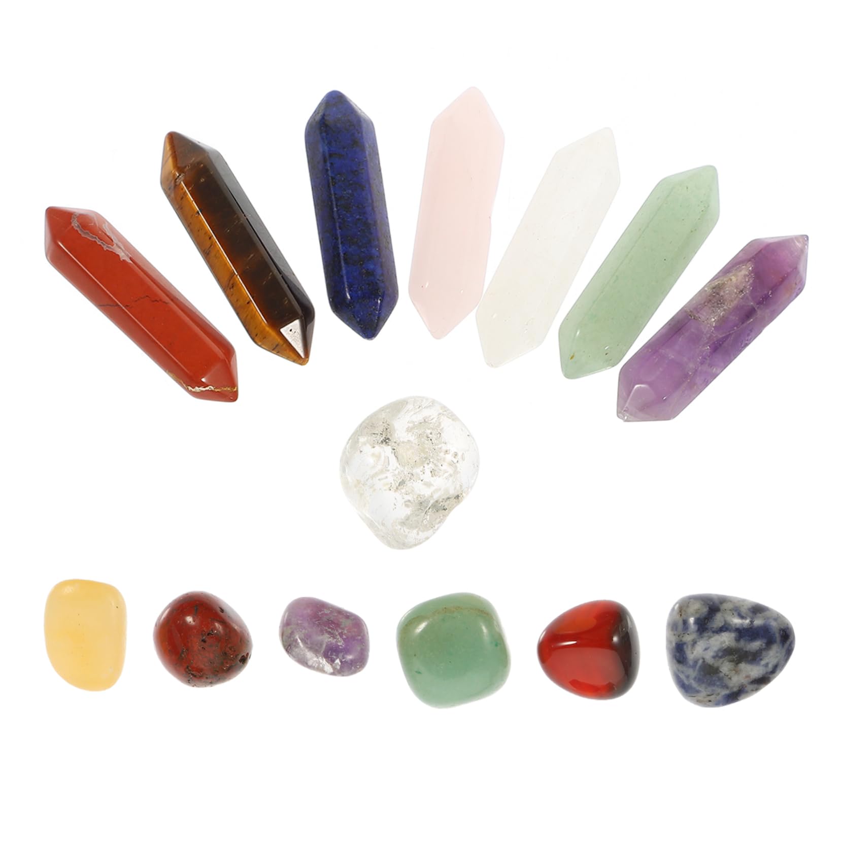 3 Set Crystal Yoga Stone Chakra Cristalli Per Fabbricazione Quarzo Artigianato Di Cristallo Pietre Di Cristallo Ornamento Da Scrivania Pietra Naturale 14 Pezzi*3