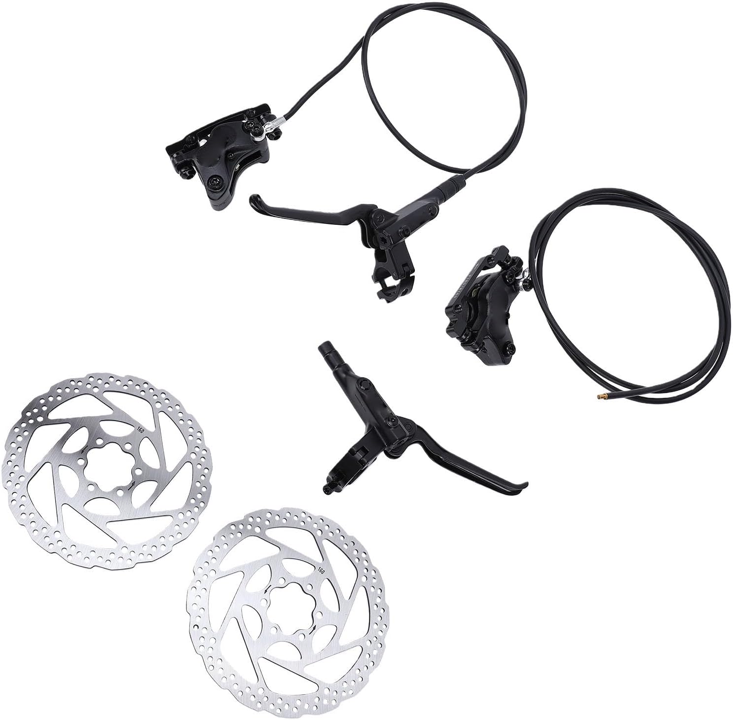 4 Piston Mountain Bike Hydraulic Disc Brake Kit Aluminum Alloy Bike Disc Brake Set with 160mm Rotors