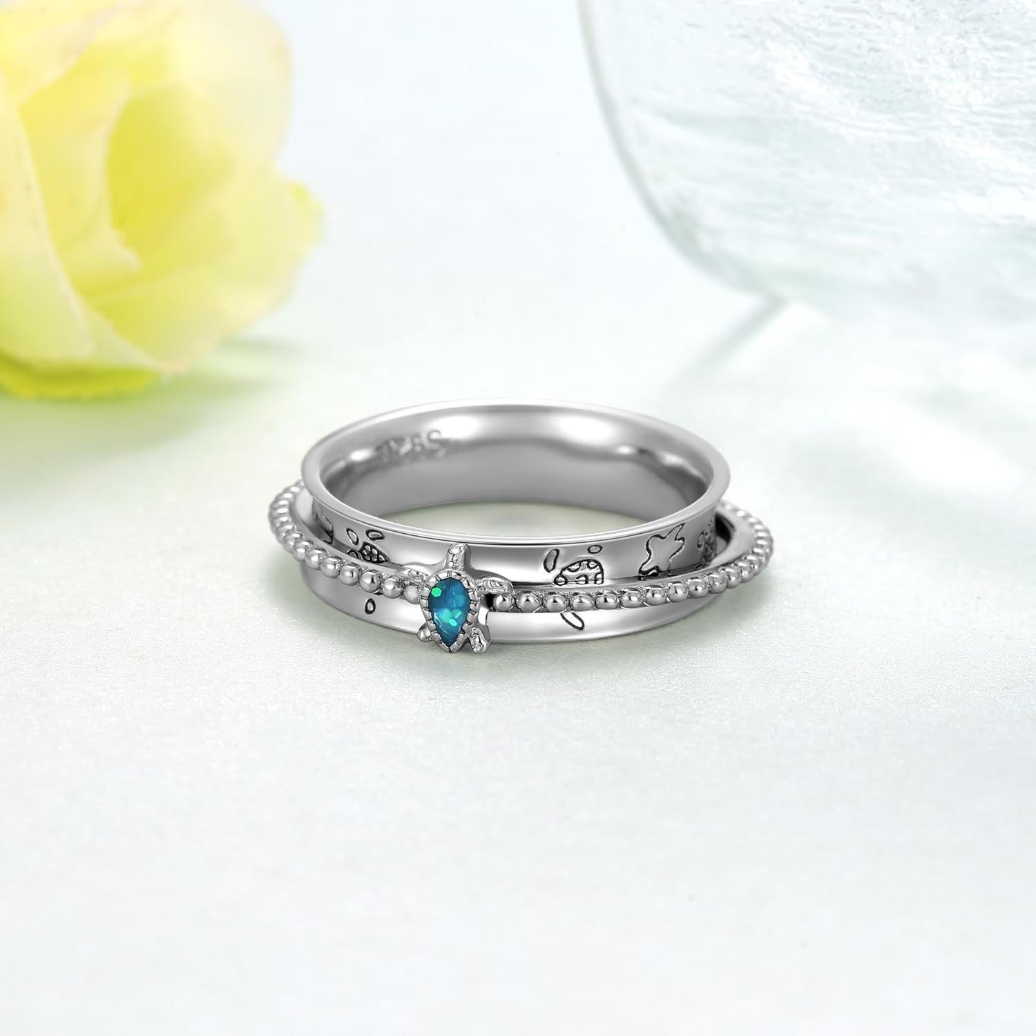Fidget Ring 925 Sterling Silver Turtle Spinner Rings Ocean Sea Turtles Anxiety Rings for Women Sea Turtle Gifts - Image 2