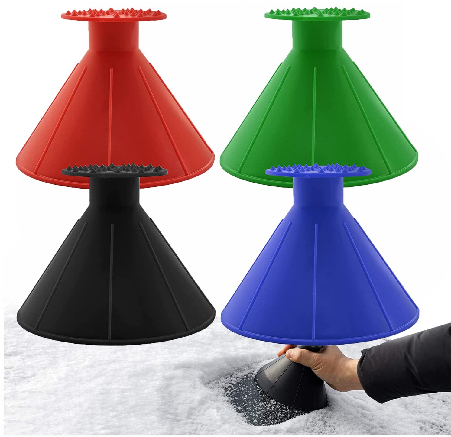 Grattoir à Glace Showvigor Magical Ice Scraper 4 Pack Round Windshield Cone Car Ice Scraper Window Snow and Frost Removal Magic Car Ice Scraper Funnel Tool as Gift c