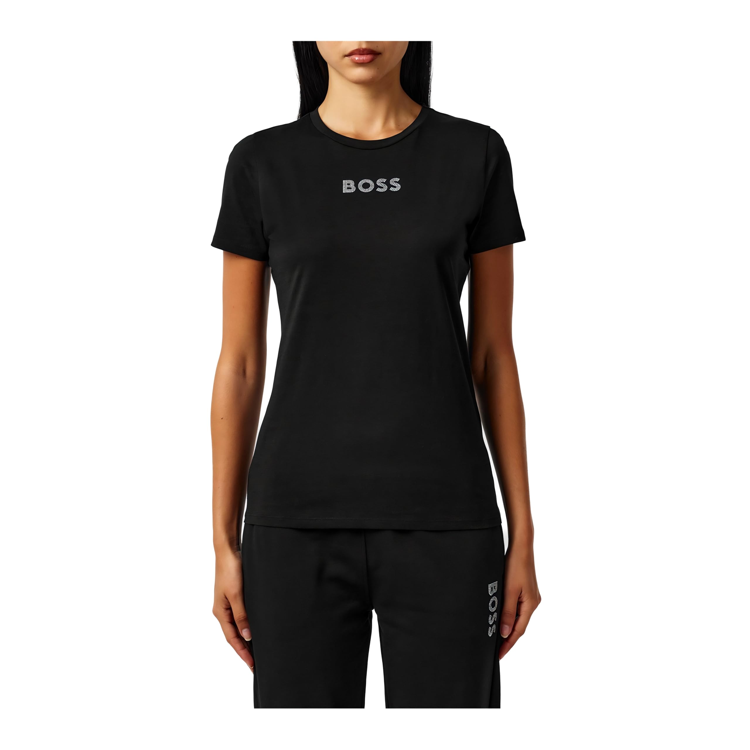 Boss Women's Eloga2 Premium Cotton T-Shirt - Black 001 - Size 10 (M)