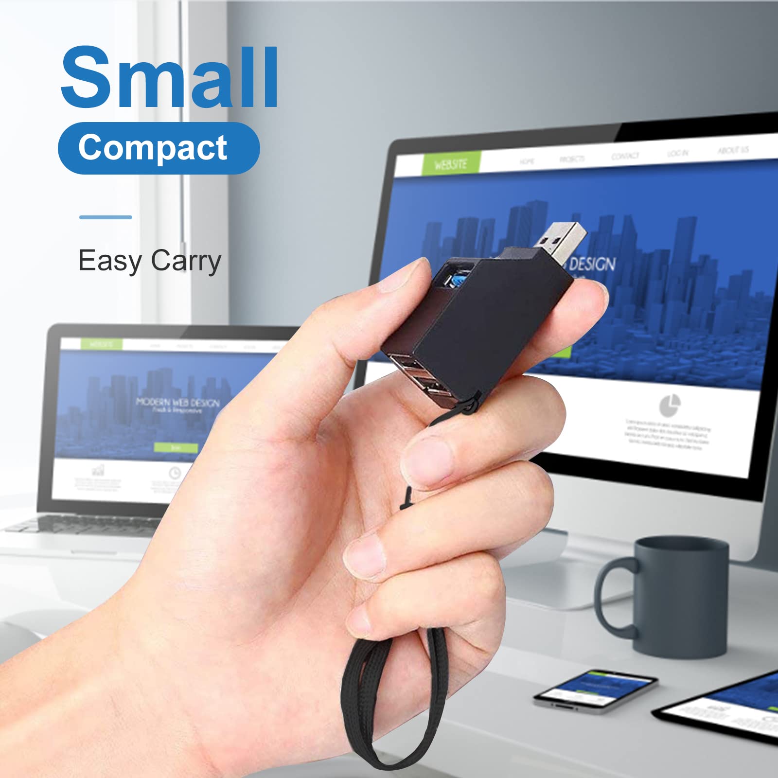 DIFCUL USB 3.0 Hub, 3-Porta Splitter (2 USB 2.0 + USB 3.0), Direct Tower Alta velocità Adattatore Compatibili per PC e laptop