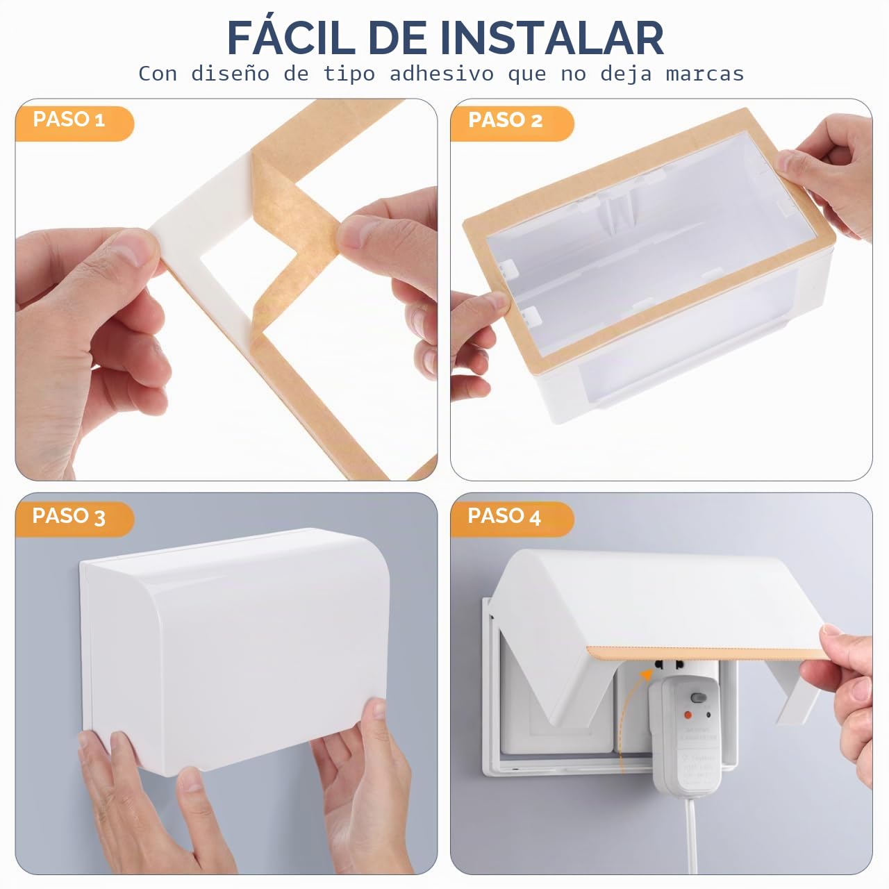 POPETPOP Tapa Adhesiva Para Enchufe Doble Caja De Enchufe Impermeable Con Cubierta Protectora Resistente a Salpicaduras Para Cocina Baño Y Sala De Estar Instalación Fácil