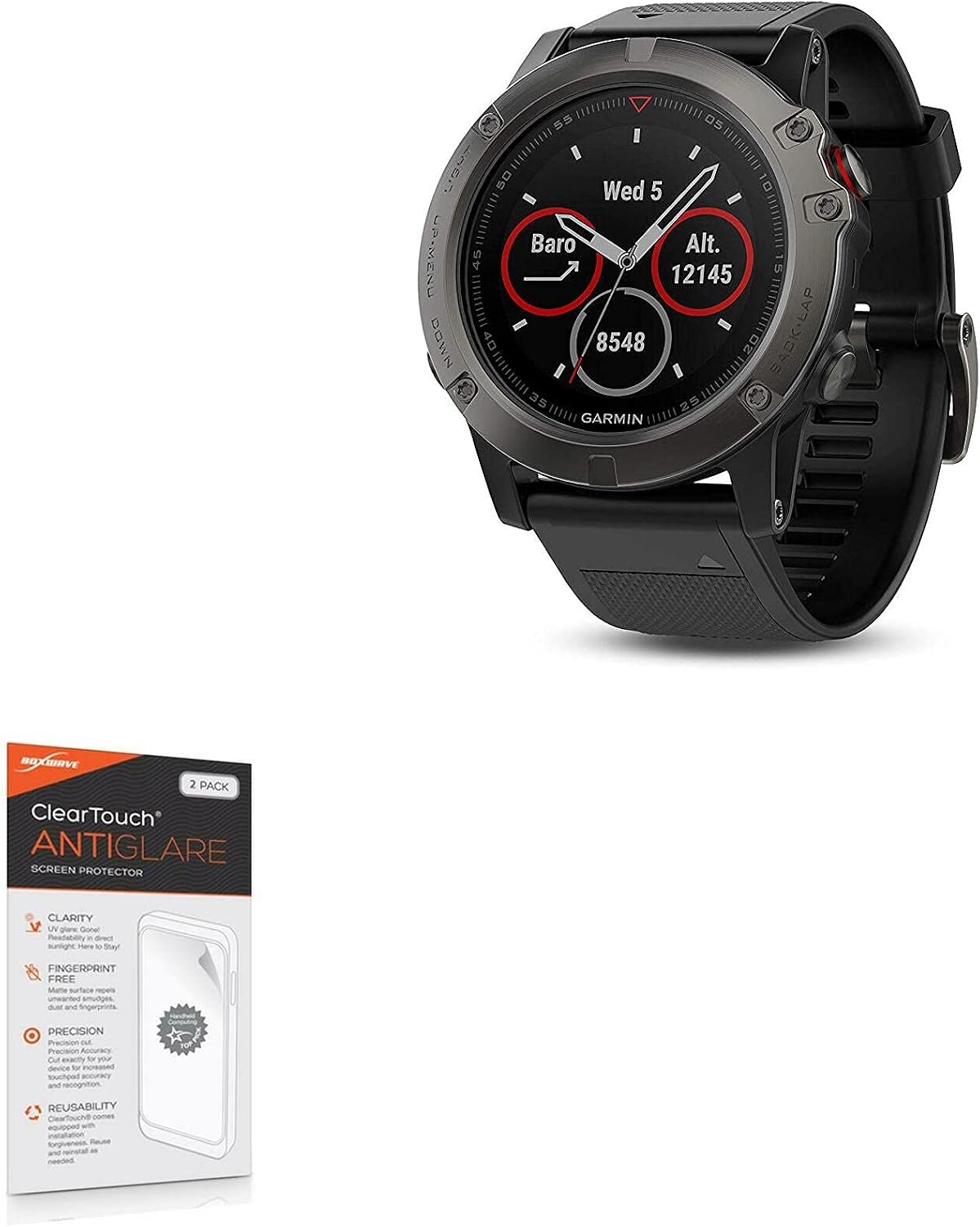 Amazon.com: BoxWave Screen Protector for Garmin Fenix 5X (51mm) (Screen  Protector by BoxWave) - ClearTouch Anti-Glare (2-Pack), Anti-Fingerprint  Matte Film Skin for Garmin Fenix 5X (51mm) : Cell Phones \u0026 Accessories